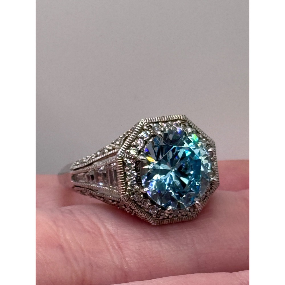 Xavier HSN Sterling Silver Blue "Absolute" CZ Ring Size 5